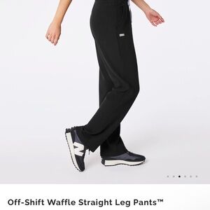 Figs Waffle Straight Leg Pants - Black